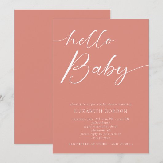 hallo Baby shower minimalistisch roze meisje Boho Kaart (Voorkant / Achterkant)