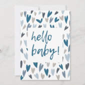 Hallo Baby shower Modern Hearts Blue Boy Kaart (Voorkant)