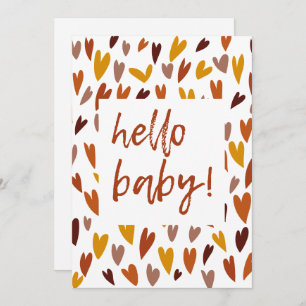 Hallo Baby shower Modern Hearts Genderneutraal Kaart