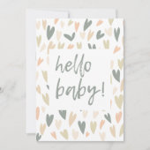 Hallo Baby shower Modern Sage Heart Genderneutraal Kaart (Voorkant)