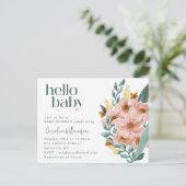  Hallo Baby shower Munt Sage Roze Bloem Briefkaart (Staand voorkant)