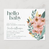 Hallo Baby shower Munt Sage Roze Bloem Briefkaart (Voorkant)