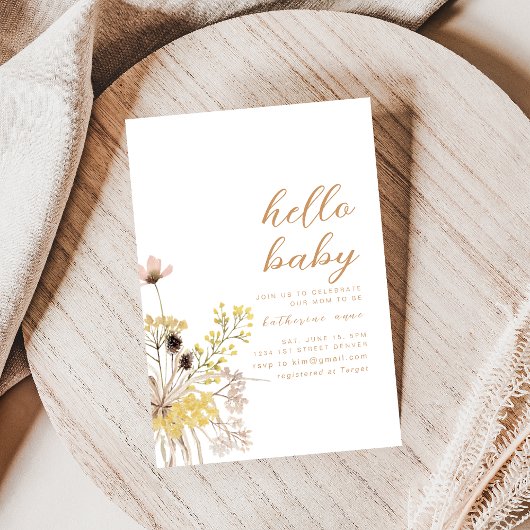 Hallo Baby shower Party Nodig Boho Wildflower uit Kaart