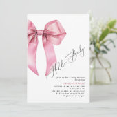 Hallo Baby shower Pink Bow Kaart (Staand voorkant)