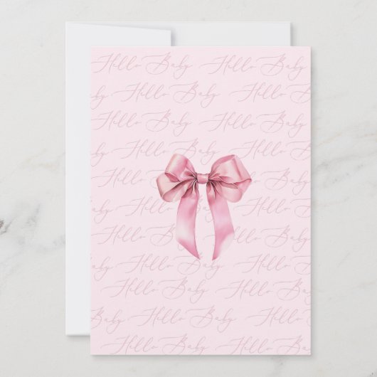 Hallo Baby shower Pink Bow Kaart (Achterkant)