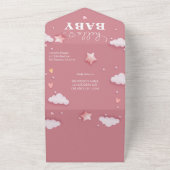 Hallo Baby shower Pink Clouds All In One Uitnodiging (Buitenkant)