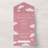 Hallo Baby shower Pink Clouds All In One Uitnodiging (Binnen)