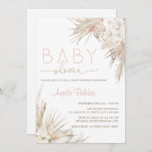 Hallo Baby shower Roze Pampas Grass Boho Kaart (Voorkant / Achterkant)