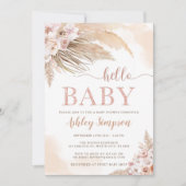 Hallo Baby shower Roze Pampas Grass Boho Kaart (Voorkant)