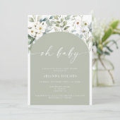 Hallo Baby shower Sage Groen Groen Kaart (Staand voorkant)