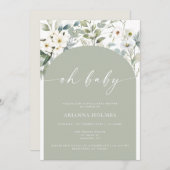 Hallo Baby shower Sage Groen Groen Kaart (Voorkant / Achterkant)