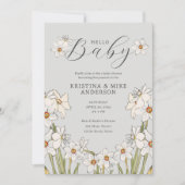 Hallo Baby shower Spring Daffodil QR Code Kaart (Voorkant)