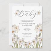 Hallo Baby shower Spring Daffodil QR Code Kaart (Voorkant)