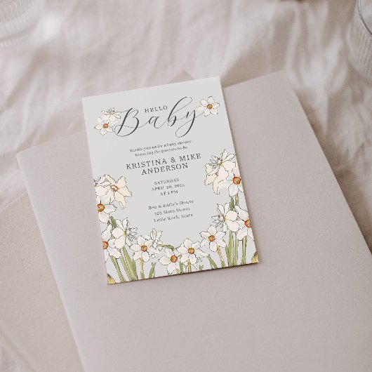 Hallo Baby shower Spring Daffodil QR Code Kaart