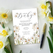 Hallo Baby shower Spring Daffodil QR Code Kaart