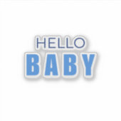 Hallo Baby Shower Sticker voor jongen (Voorkant)
