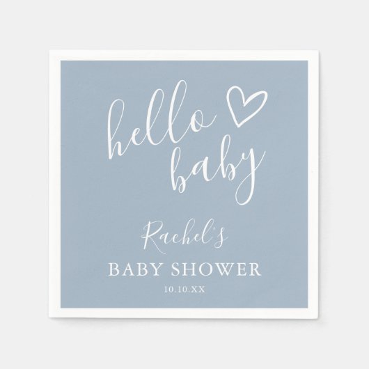 Hallo Baby Shower Stofblauwe Babyjongen Schattig H Servet (Voorkant)