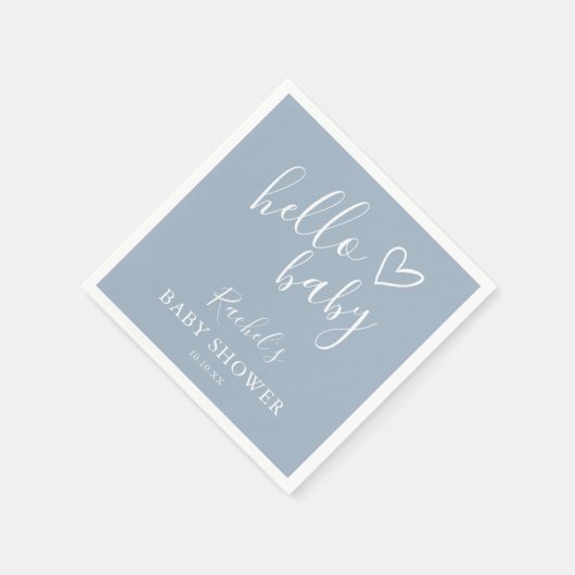 Hallo Baby Shower Stofblauwe Babyjongen Schattig H Servet (Hoek)