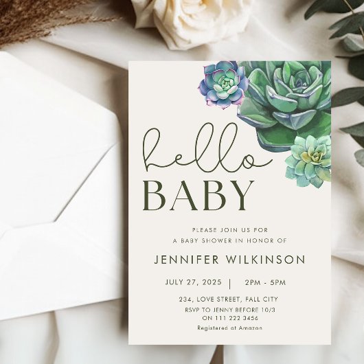 Hallo Baby shower Succulente botanische woestijn Kaart