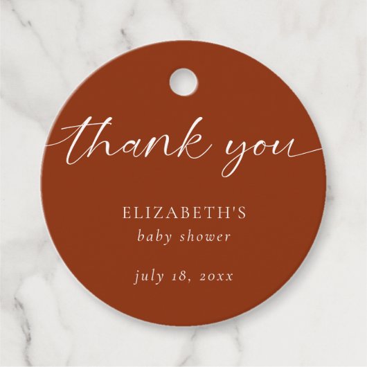 hallo Baby shower Terra cotta Neutral Bohemian Bedankjes Labels (Voorkant)
