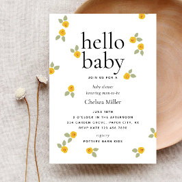Hallo Baby shower Typografie Yellow Floral Kaart