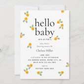 Hallo Baby shower Typografie Yellow Floral Kaart (Voorkant)