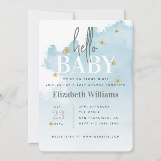 Hallo Baby shower We zijn op Cloud 9 Kaart (Voorkant)