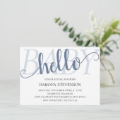 Hallo Baby Simple Slate | Dusty Blue Script Shower Kaart (Staand voorkant)