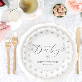 Hallo Baby Spring Daffodil Baby shower Papieren Bordje