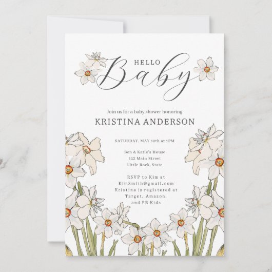 Hallo Baby Spring Flowers Baby shower Kaart (Voorkant)