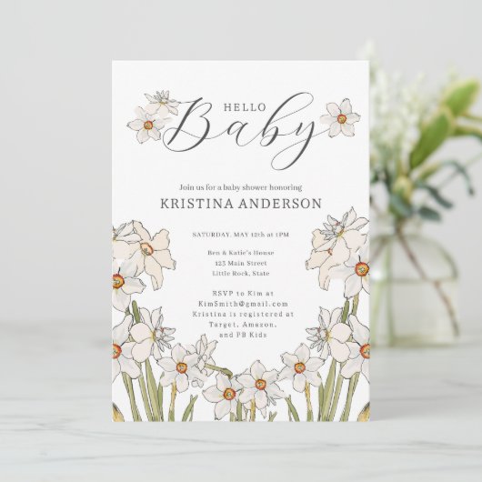 Hallo Baby Spring Flowers Baby shower Kaart (Staand voorkant)