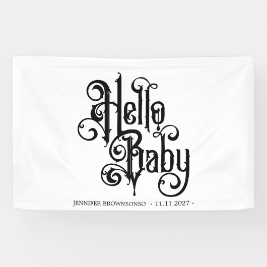 Hallo Baby Stijlvol Gotisch Sierstuk Spandoek (Horizontaal)