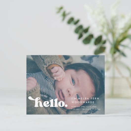 Hallo Baby Stijlvolle retro Briefkaart (Staand voorkant)