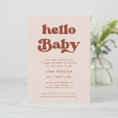 Hallo Baby Stijlvolle retro Peach Pink Kaart (Staand voorkant)