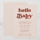 Hallo Baby Stijlvolle retro Peach Pink Kaart (Voorkant / Achterkant)