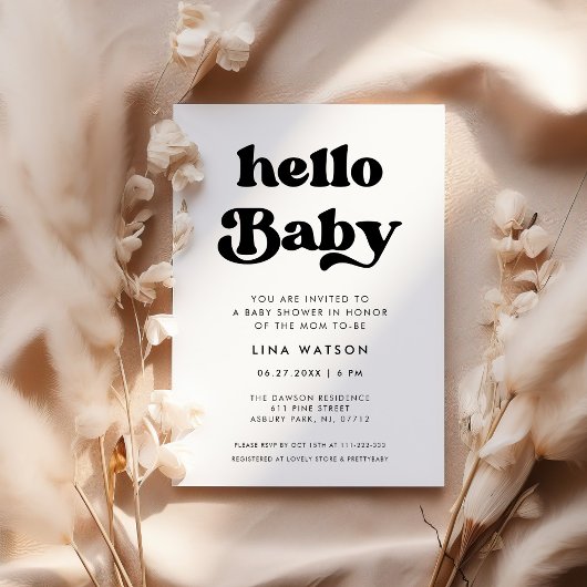 Hallo Baby Stijlvolle retro zwart & wit Kaart