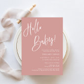 Hallo Baby Stoffig Roze/Roos Boheems Baby shower Kaart