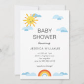 hallo Baby Sun Clouds Rainbow Baby shower Invite Kaart (Voorkant)