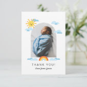 hallo Baby Sun Clouds Rainbow Foto bedankt (Staand voorkant)
