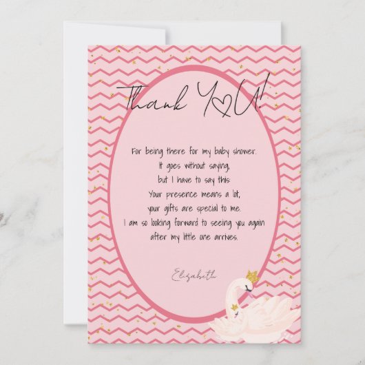 hallo Baby Swan Hartelijk dank Bedankkaart (Voorkant)