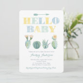 hallo Baby Team Green Genderless Cacti Baby shower Kaart (Staand voorkant)