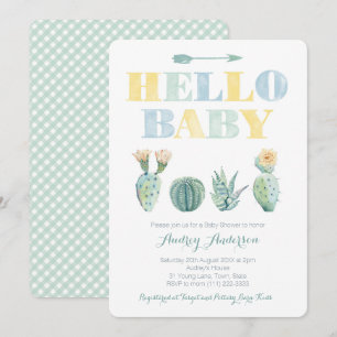 hallo Baby Team Green Genderless Cacti Baby shower Kaart