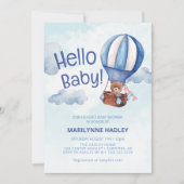 Hallo Baby Teddy Bear Blauwe Douche Kaart (Voorkant)