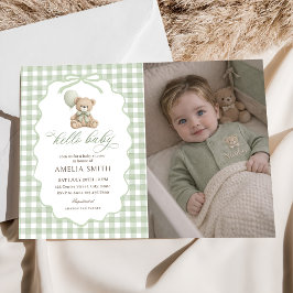Hallo Baby Teddybeer Baby Shower Groene Foto Kaart