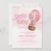 Hallo Baby Teddybeer Roze Baby Shower Kaart (Voorkant)