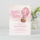 Hallo Baby Teddybeer Roze Baby Shower Kaart (Staand voorkant)