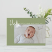 hallo Baby ter Foto Aankondiging Boy Girl Green (Staand voorkant)
