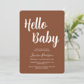 Hallo Baby Terracotta Baby shower Uitnodiging (Staand voorkant)