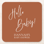 Hallo Baby Terracotta Earthy Boho Baby shower Kartonnen Onderzetters (Voorkant)