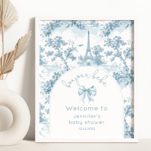 Hallo baby Toile de Jouy baby shower Welkom Poster